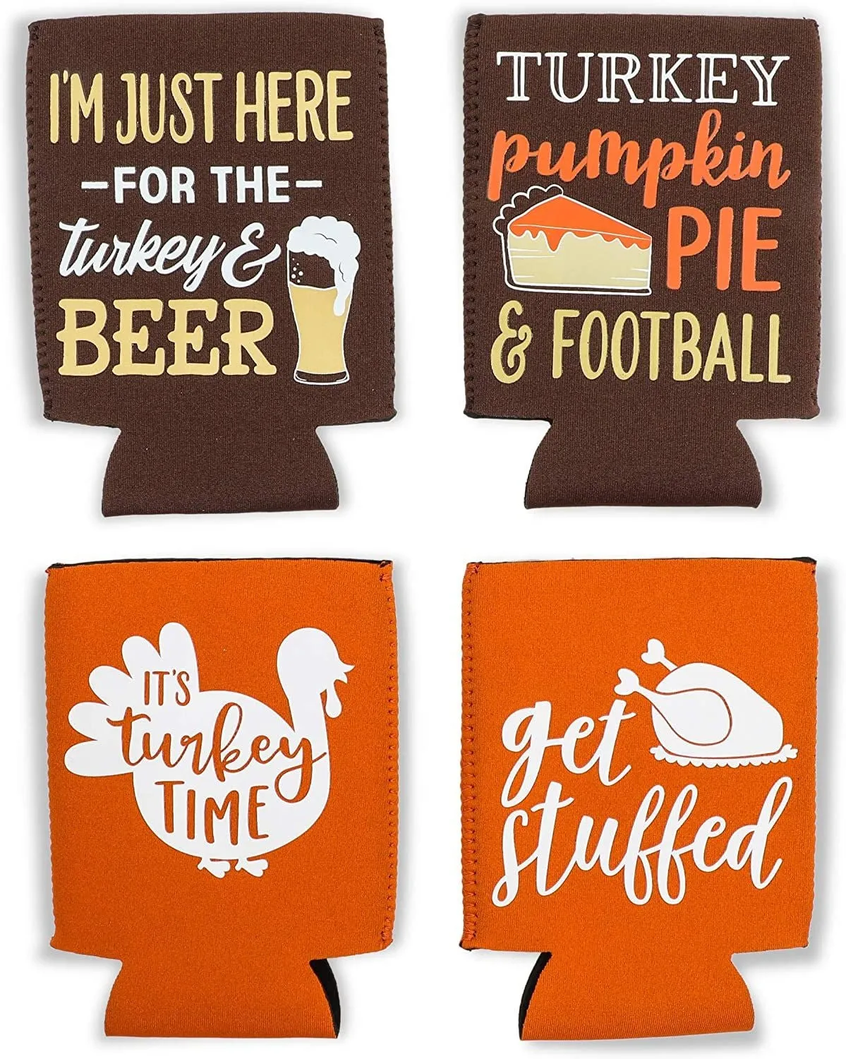 12 oz Thanksgiving Neoprene Can Cooler Sleeves for Soda, Beer, Beverages (12 Pack)