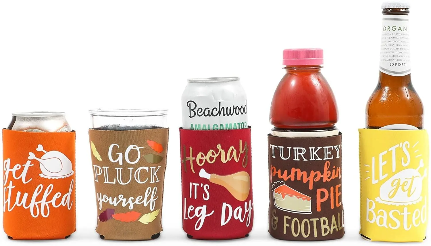 12 oz Thanksgiving Neoprene Can Cooler Sleeves for Soda, Beer, Beverages (12 Pack)