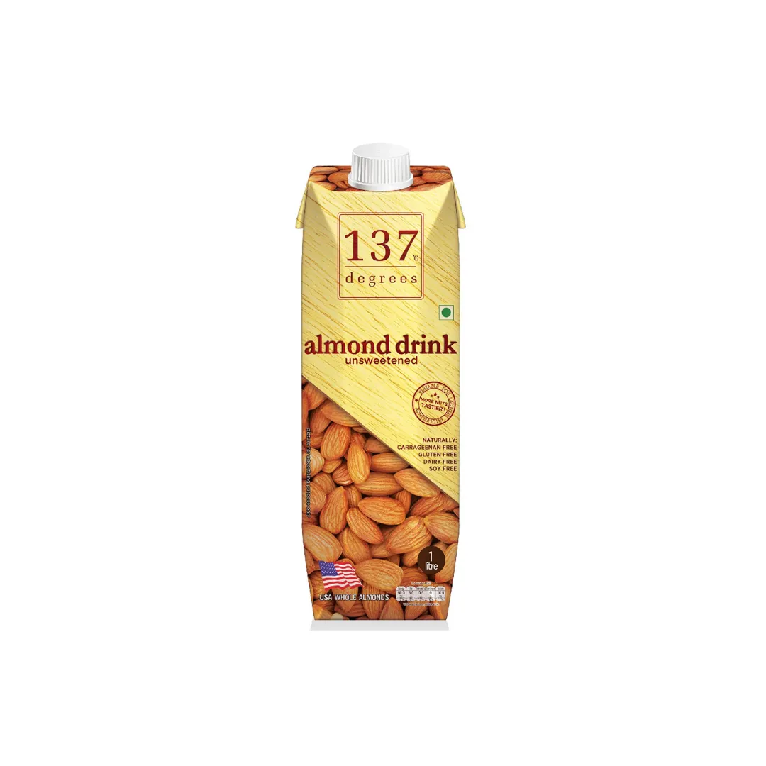 137 Degrees Almond Drink Unsweetened – 1 Litre – Vegan, Sugar-Free, Dairy-Free Almond Milk