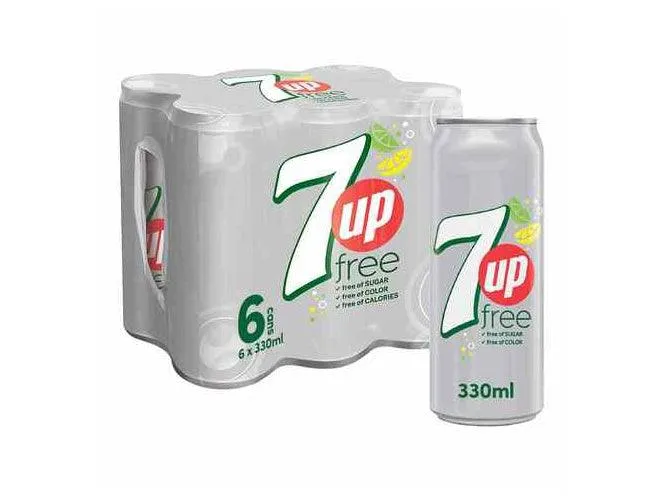 7Up Free Carbonated Soft Drink Cans 330ml Pack 6