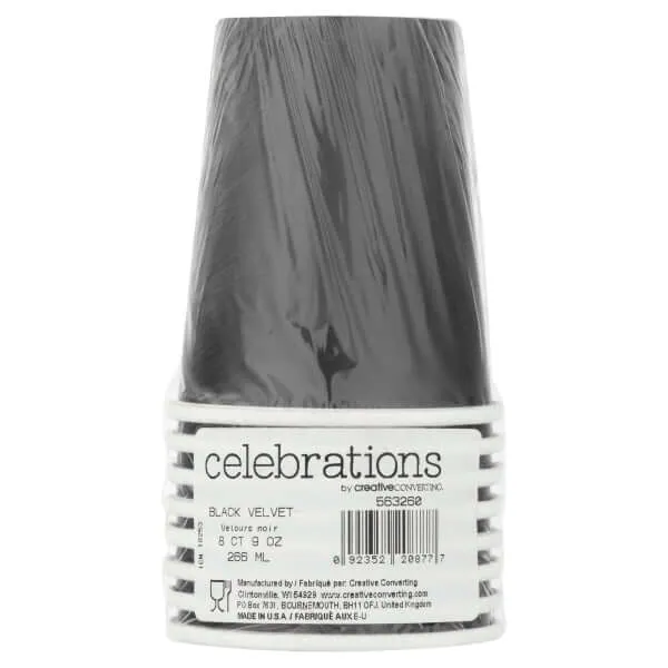 9oz Black Velvet Paper Cups (8ct)