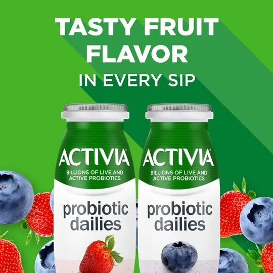 Activia Probiotic Dailies Strawberry and Blueberry Lowfat Probiotic Yogurt Drinks Variety Pack, 3.1 fl oz, 8 Count