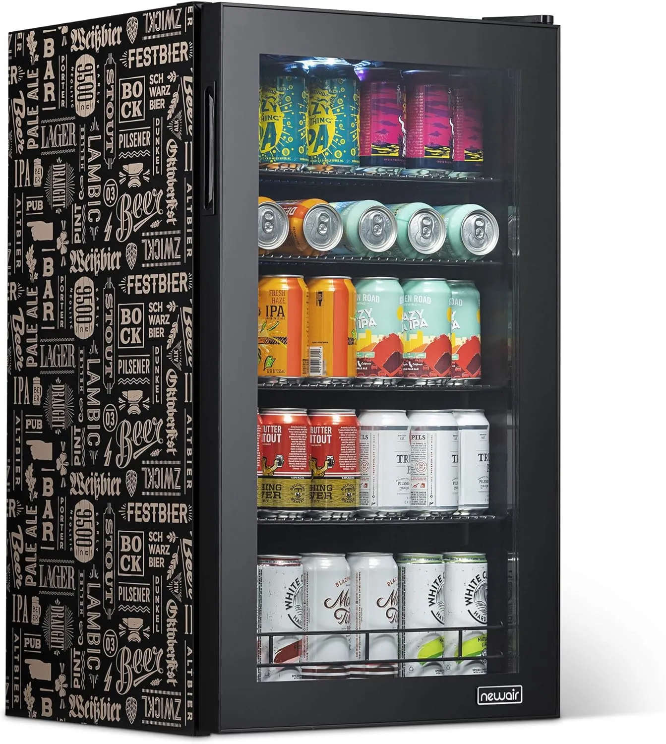 Beverage Refrigerator Cooler, 126 Cans Free Standing with Right Hinge Glass Door