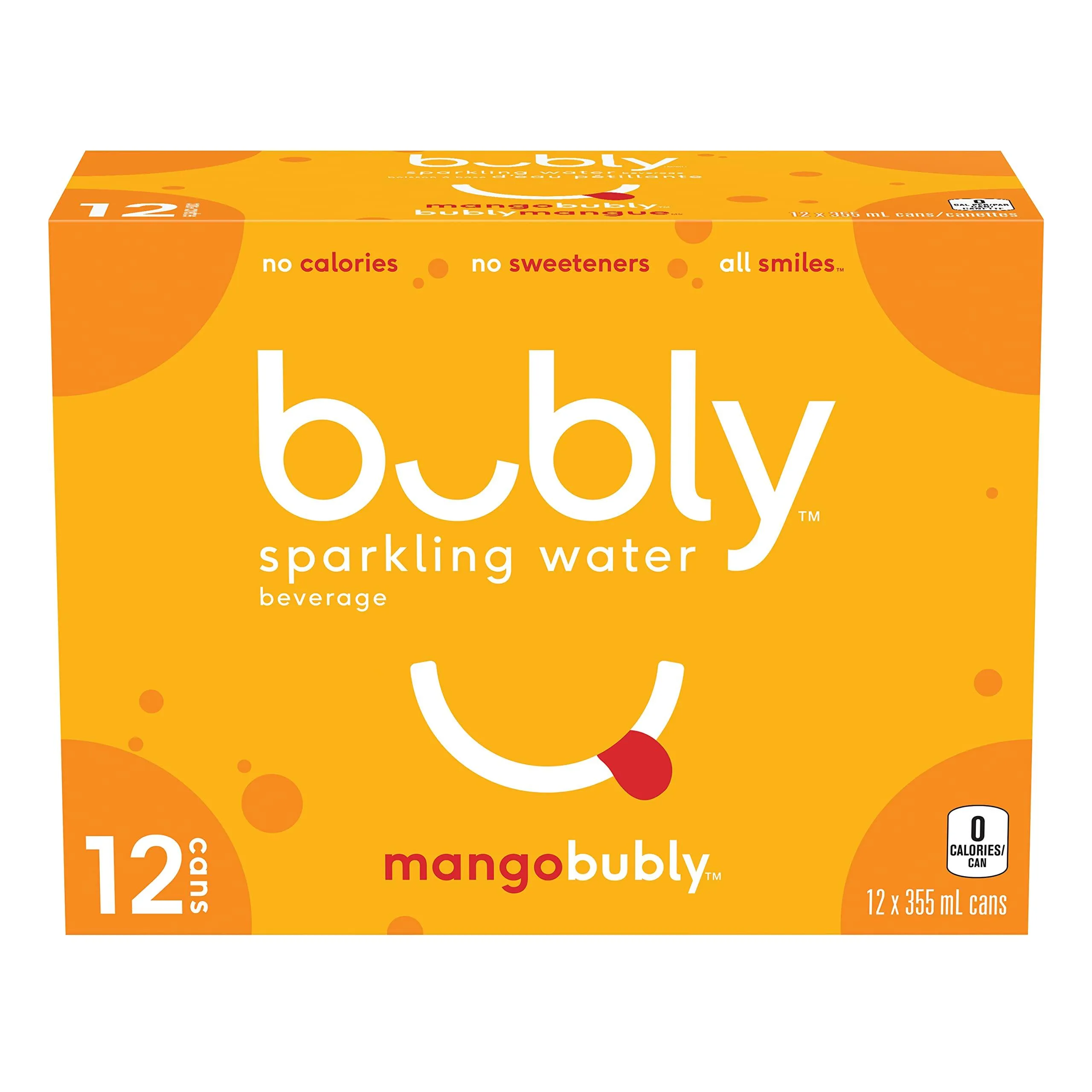 Bubly Sparkling Water, 355 mL Cans, 12 Pack.