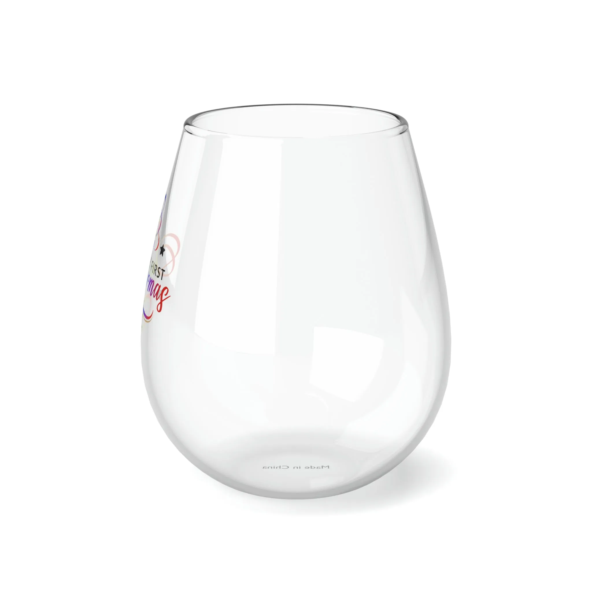 Christmas LGBTQ Stemless Wine Glass, Our First Queermas