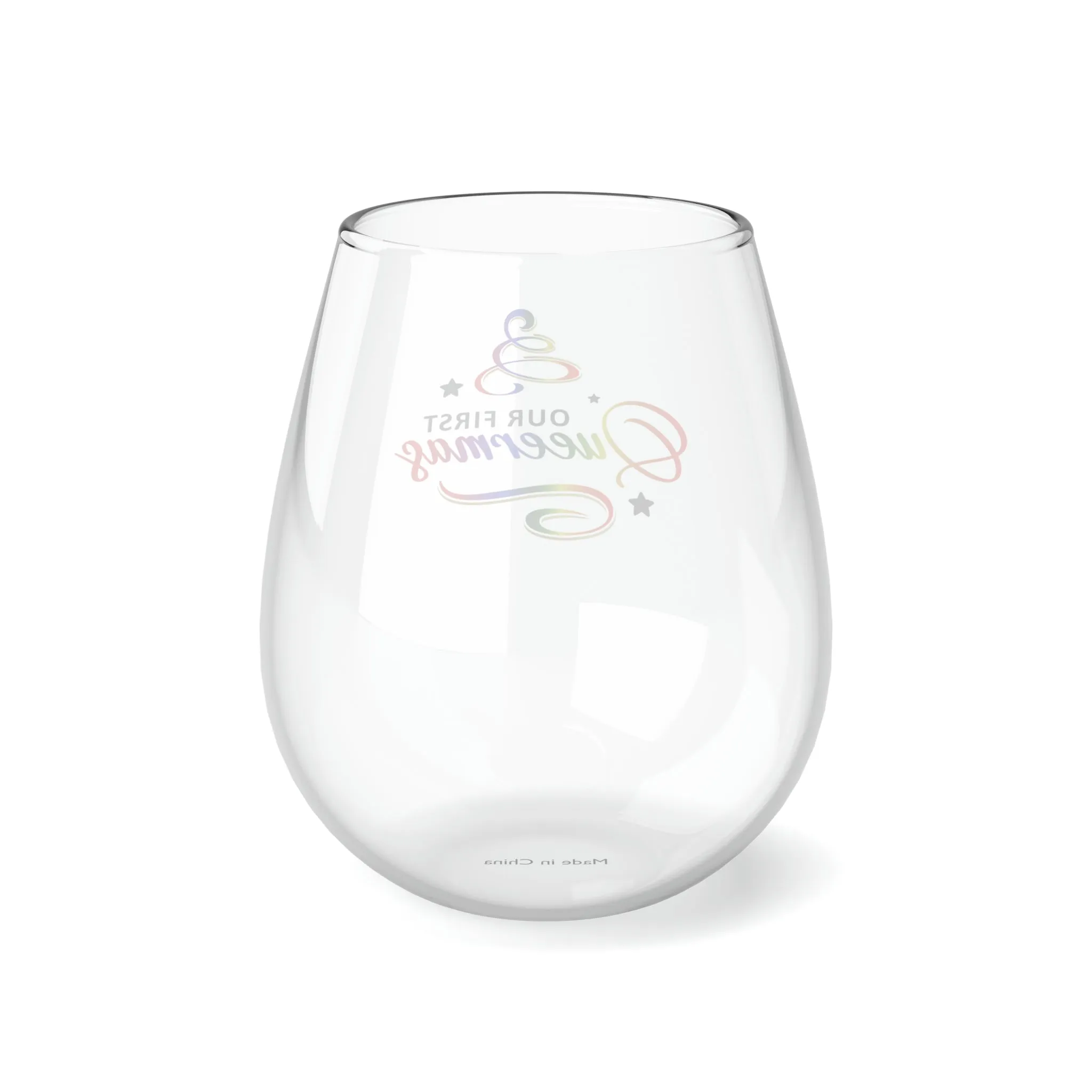 Christmas LGBTQ Stemless Wine Glass, Our First Queermas