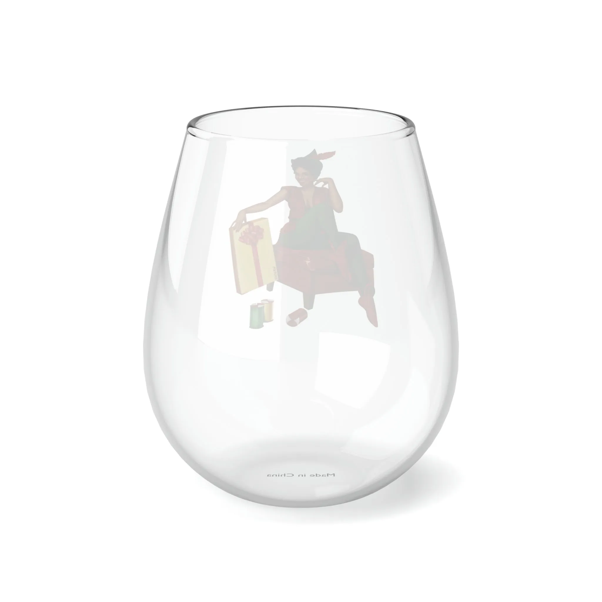 Christmas Stemless Wine Glass, Santa Helper