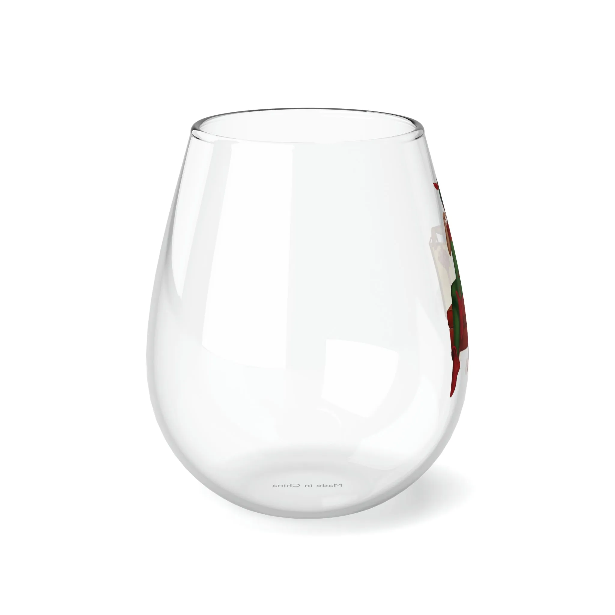 Christmas Stemless Wine Glass, Santa Helper