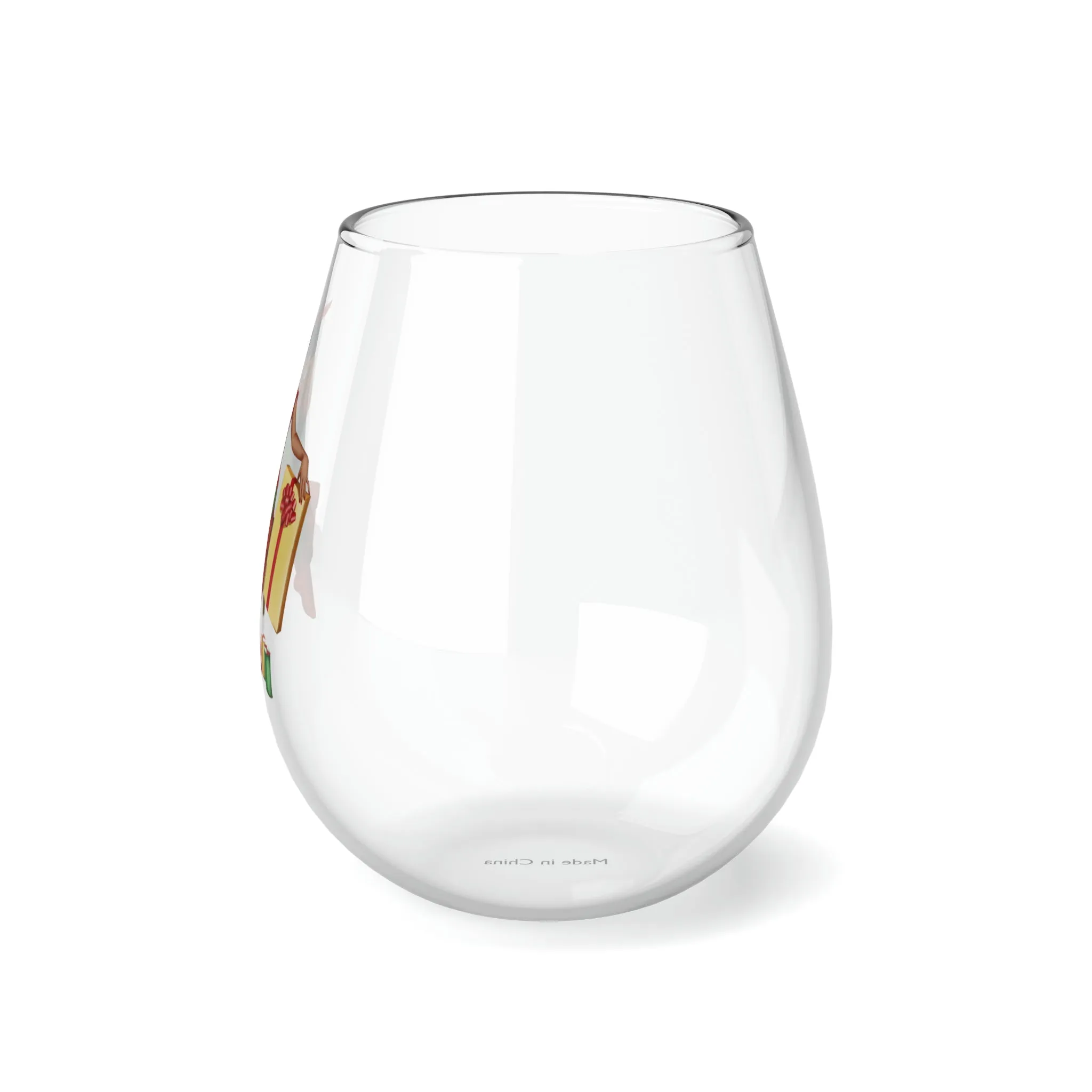 Christmas Stemless Wine Glass, Santa Helper