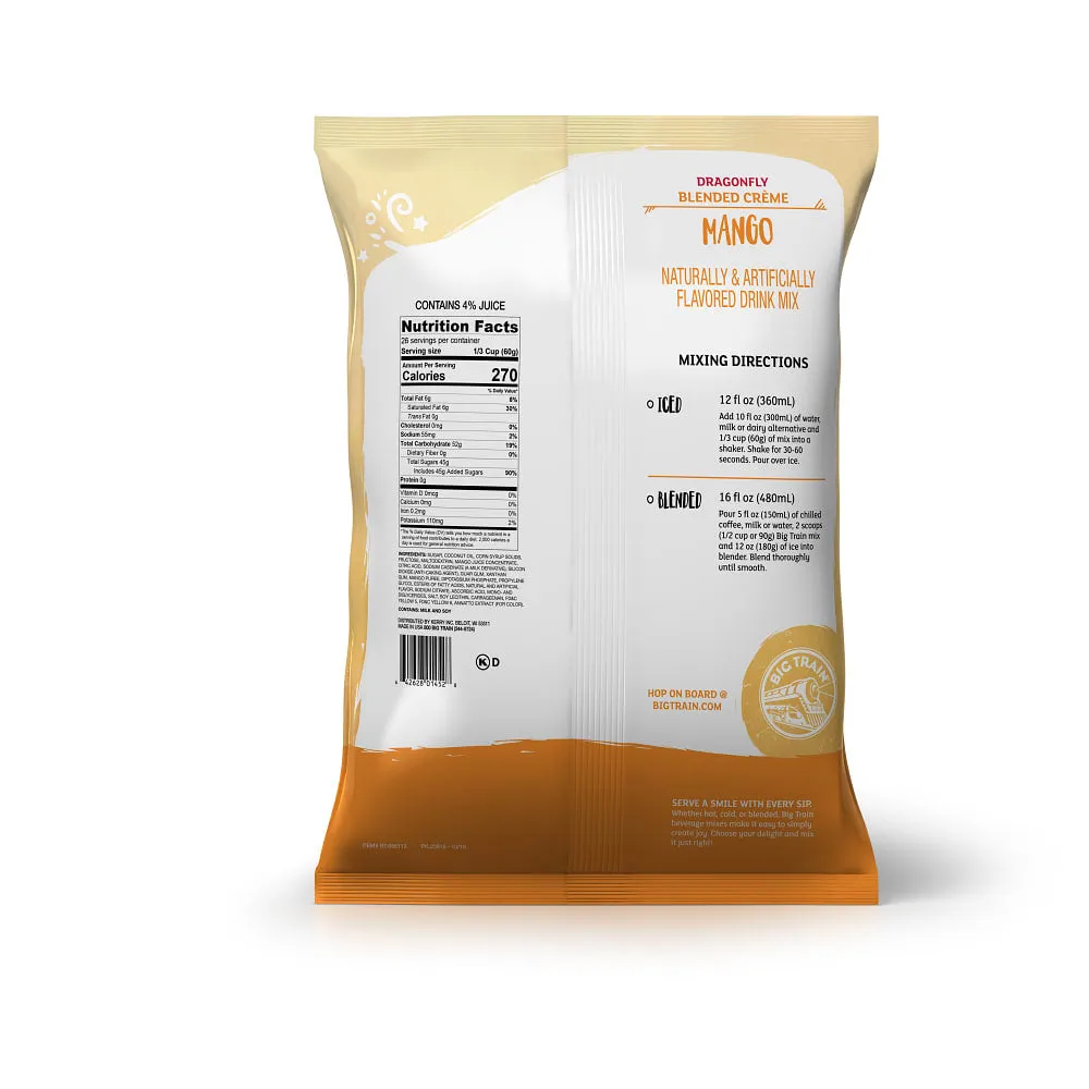 Dragonfly Mango Blended Crème Beverage Mix - 5 x 3.5lb Bags