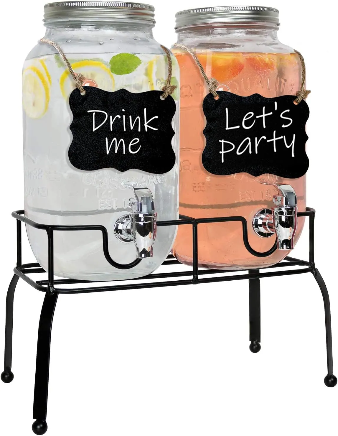 Glass Drink Dispenser For Parties - Set Of 2-1 Gallon Halloween Drink Dispenser