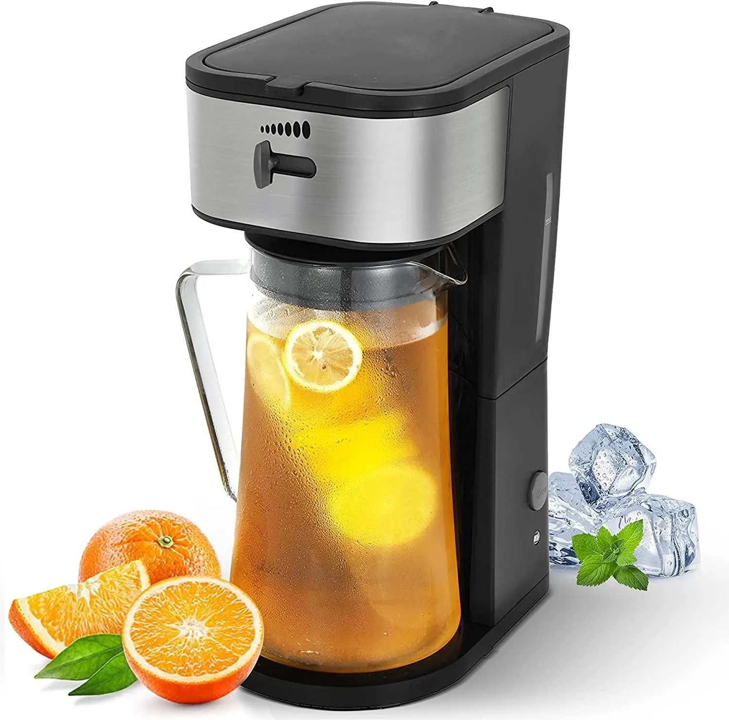 Iced Tea Maker with Upgrade 3 Quart Infusion Glass Pitcher,Ice Tea Maker with Strength Selector for Hot/Cold Water, Suitable For Customized Sweet Tea, Perfect for Summer Parties