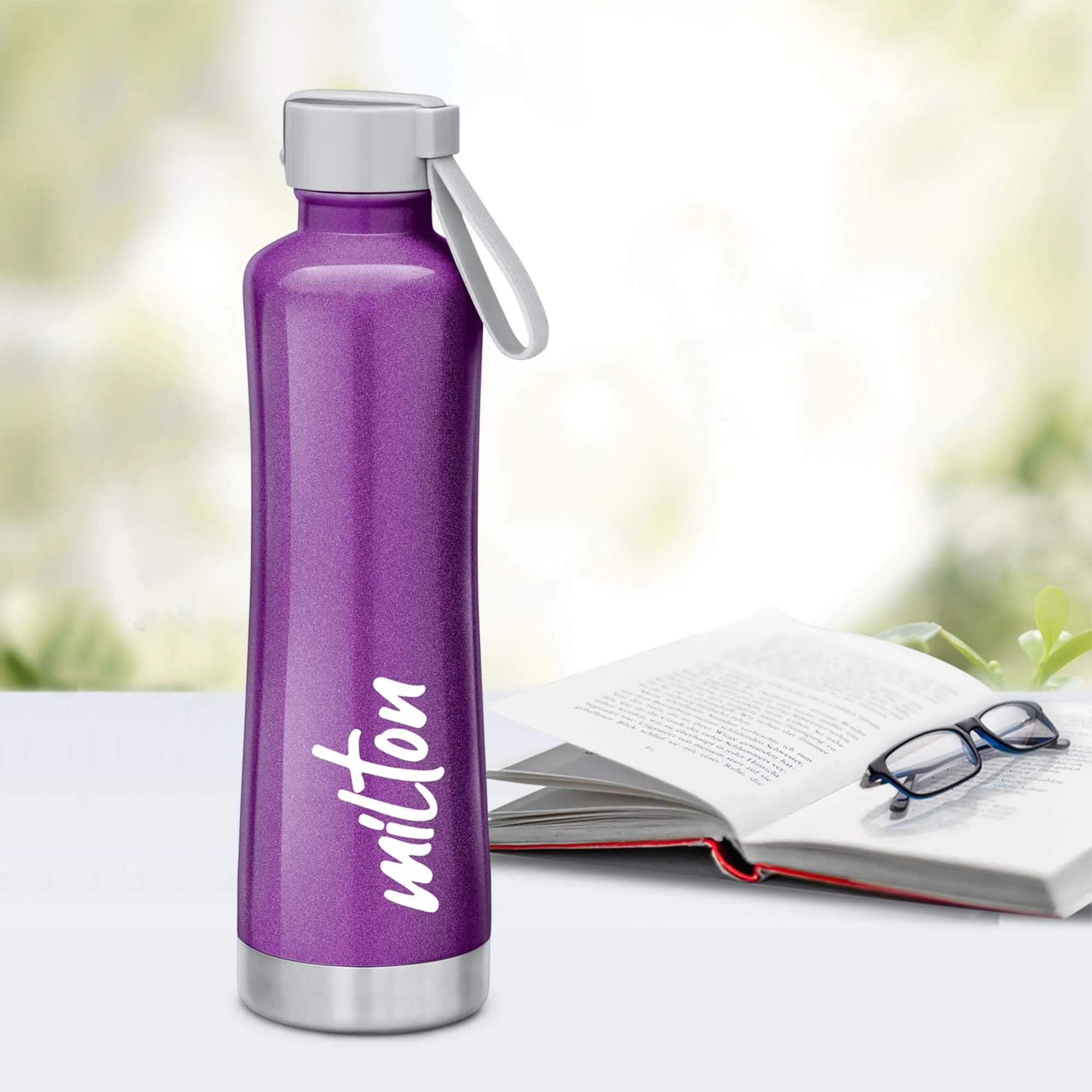 Milton New Tiara 600 Thermosteel 24 Hours Hot & Cold Water Bottle, 490 ml, Purple