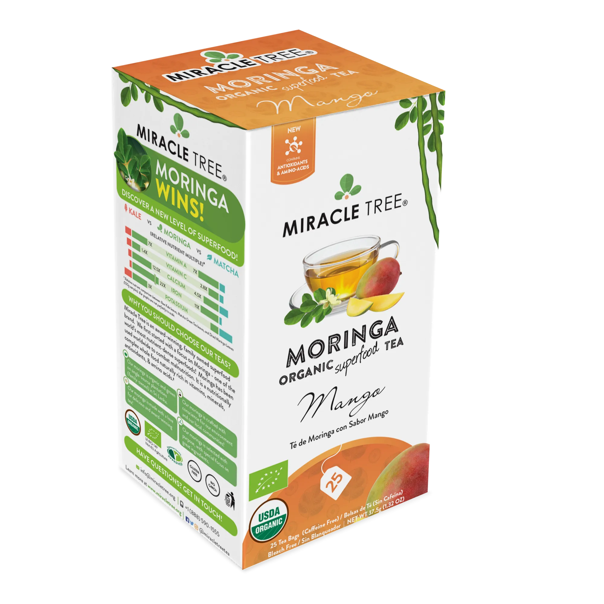 Miracle Tree's Organic Moringa Tea, Mango