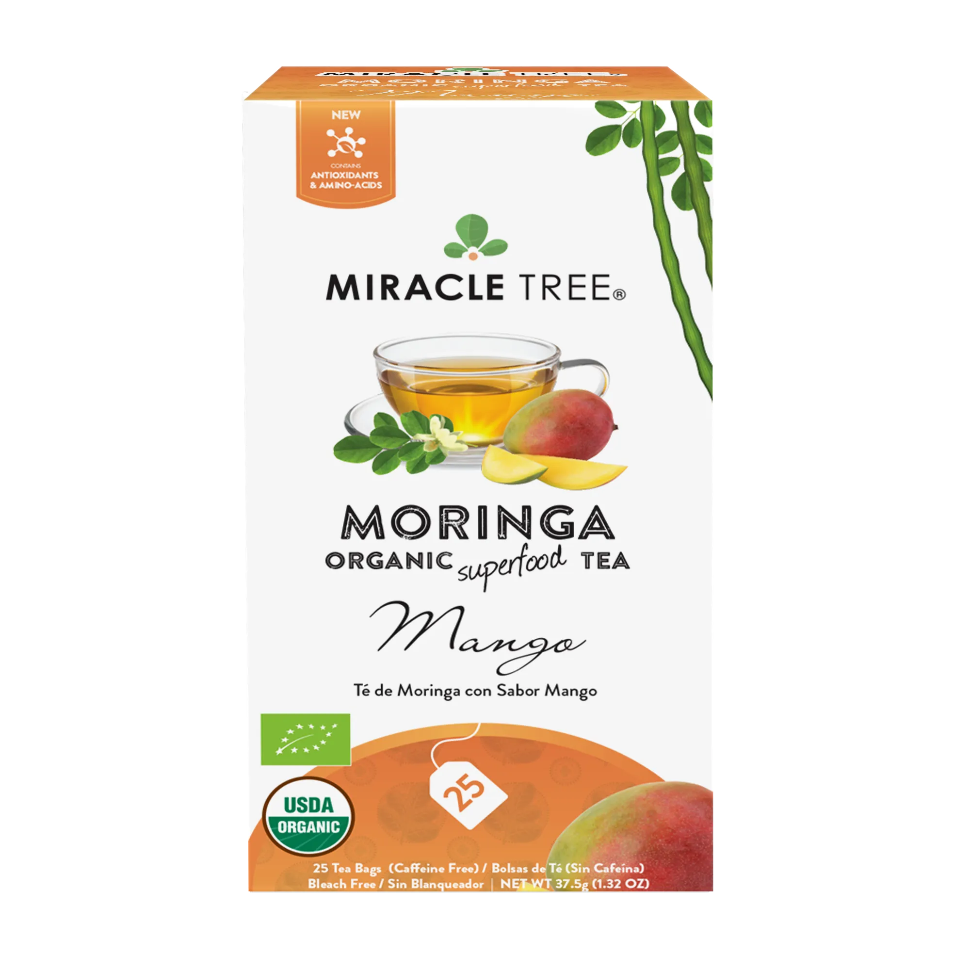 Miracle Tree's Organic Moringa Tea, Mango