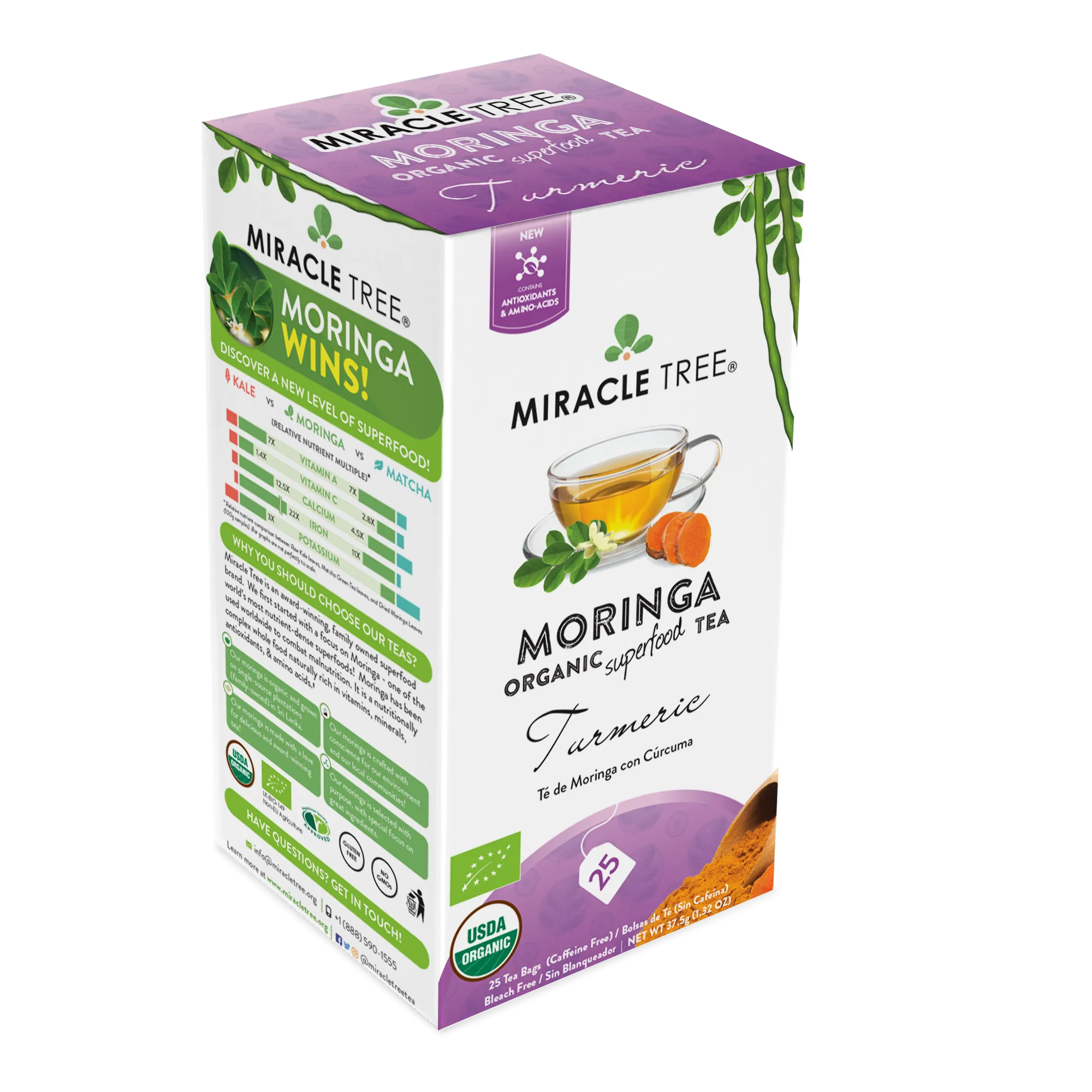 Miracle Tree's Organic Moringa Tea, Turmeric