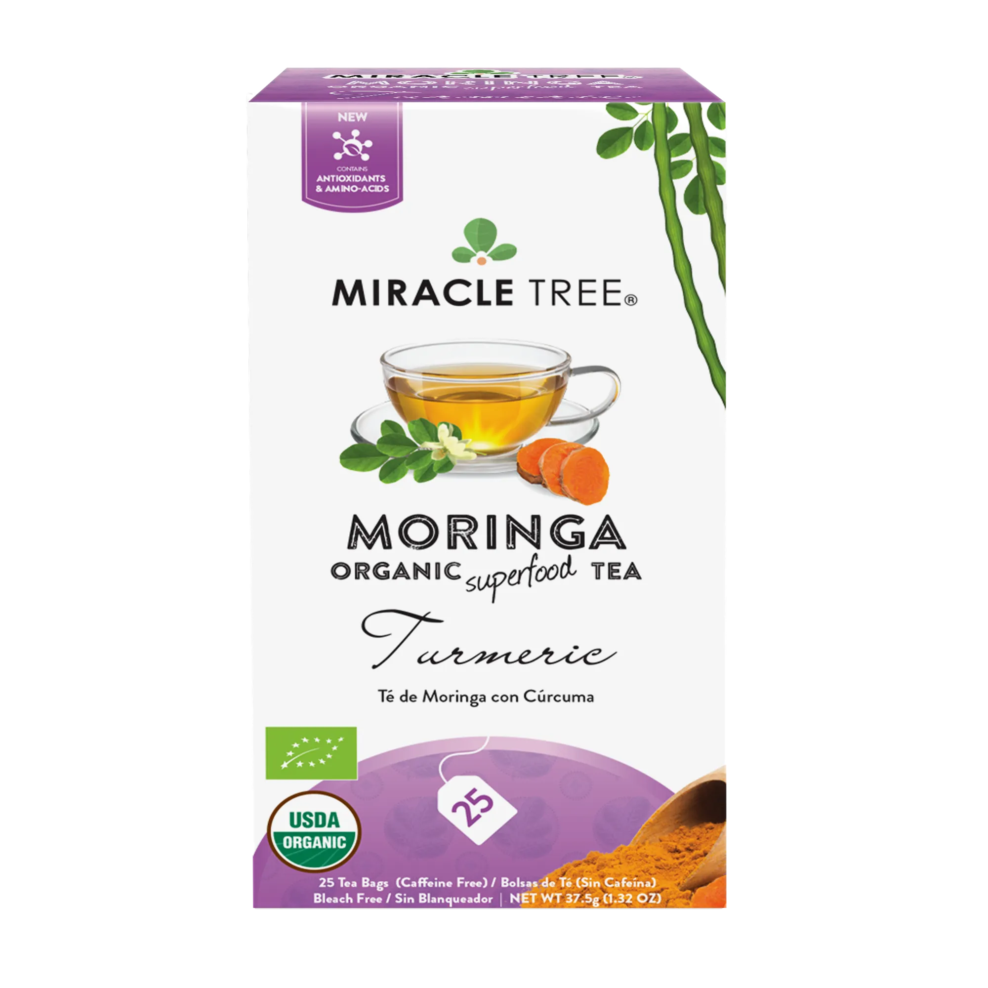 Miracle Tree's Organic Moringa Tea, Turmeric