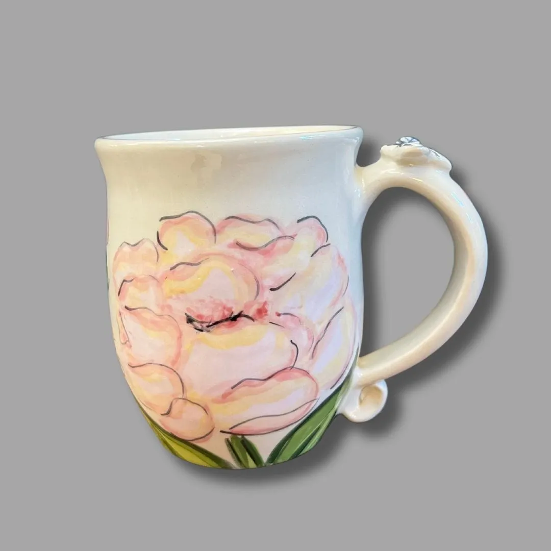 Pink Peony and Bee Mug