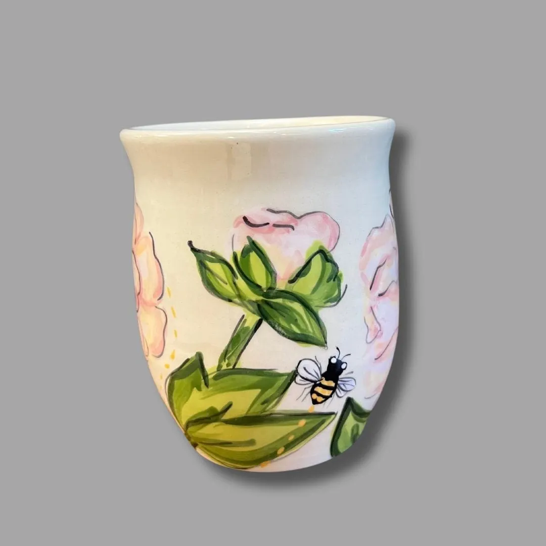 Pink Peony and Bee Mug