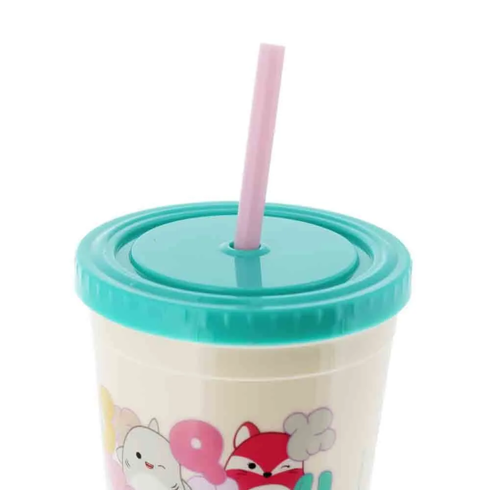 Squishmallow Clear Beaker & Straw - 650ml - Teal Lid