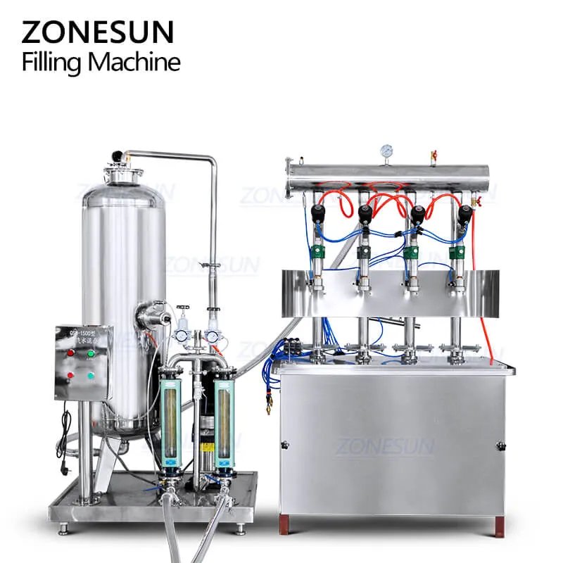 ZS-CF4 Semi-automatic 4 Heads Carbonated Drinks Sparkling Wine Beer Soda Water Liquid Isobar Filling Machine